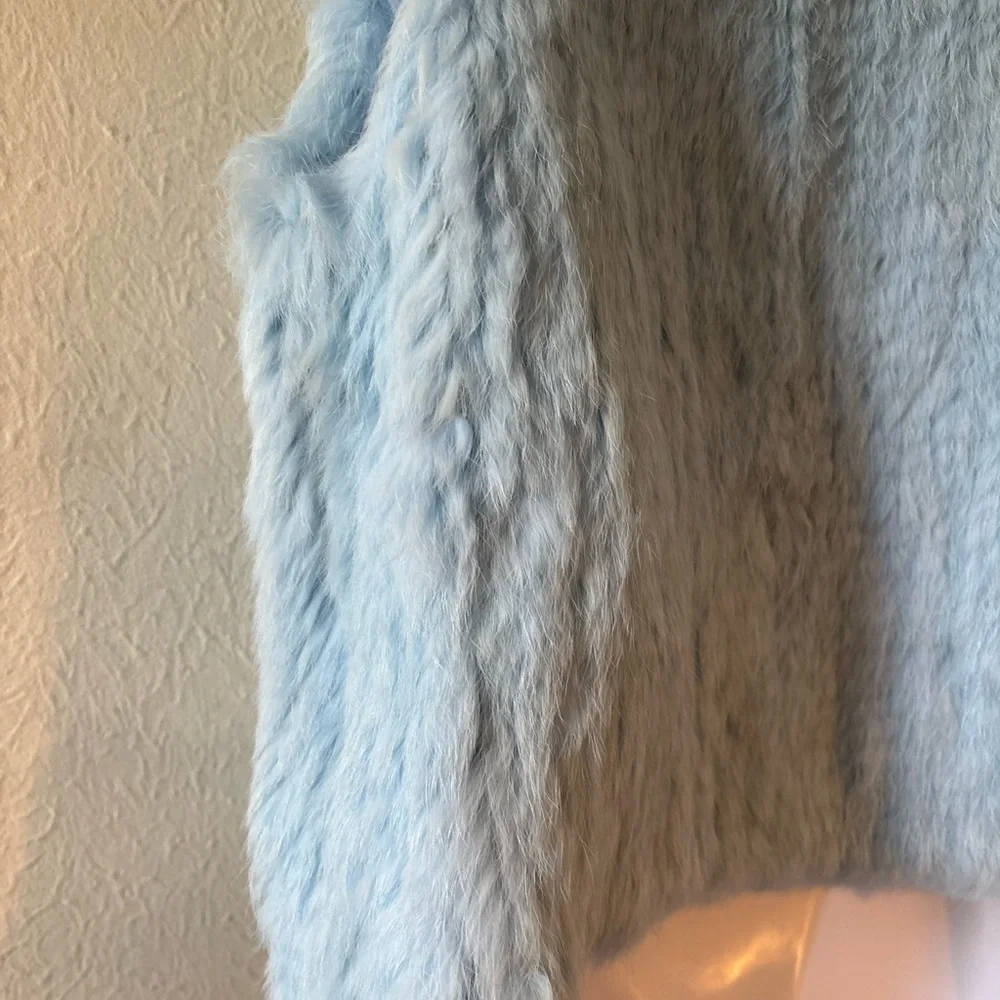 525 America Luxe Women's Rabbit Fur Vest in Light Blue‎